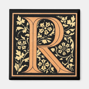Monogramme floral vintage "R" - Aimant