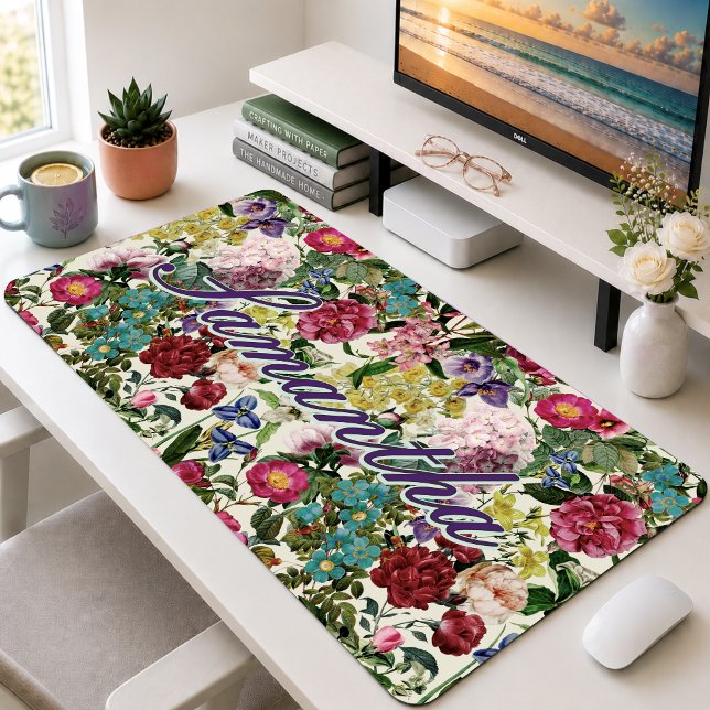 Monogramme floral vintage rose beige (Créateur téléchargé)