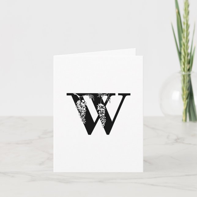 Monogramme Floral W sur carte à billets blancs (Devant)