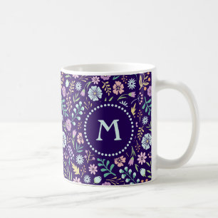 Monogramme Floral Whimsical Boho Motif Mug
