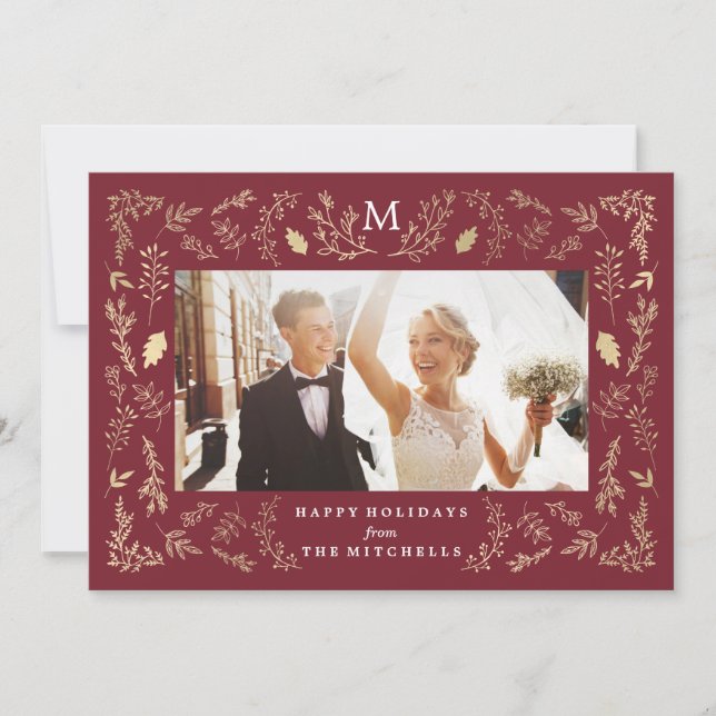 Monogramme Flourish | Carte de photo de vacances (Devant)