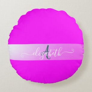 Monogramme Fluorescent Rose Coussin Rond