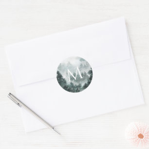 Monogramme forestier Petit Étiquette rond