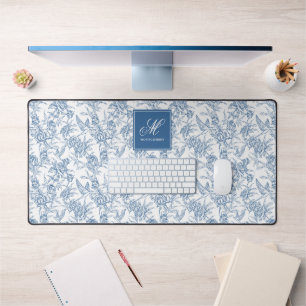 Monogramme français bleu vintage floral Toile de J