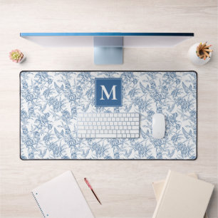 Monogramme français bleu vintage floral Toile de J