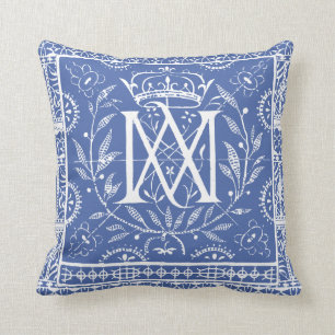 Monogramme français mA de coussin de la