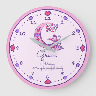 Monogramme G coeurs filles nom signifiant horloge
