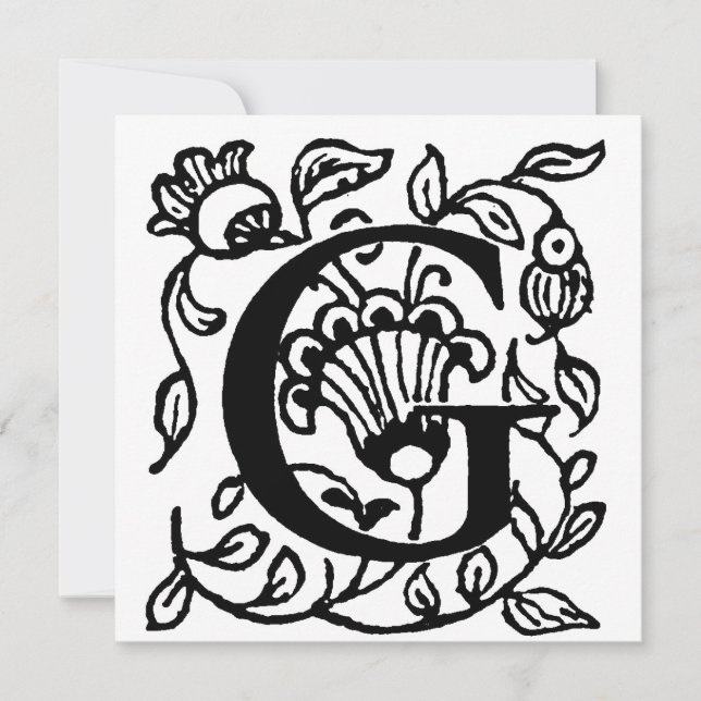 Monogramme G Modèle floral noir et blanc initial (Devant)