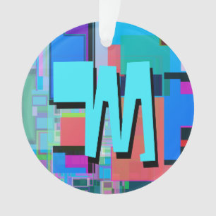 Monogramme géométrique coloré inspiré des années 9