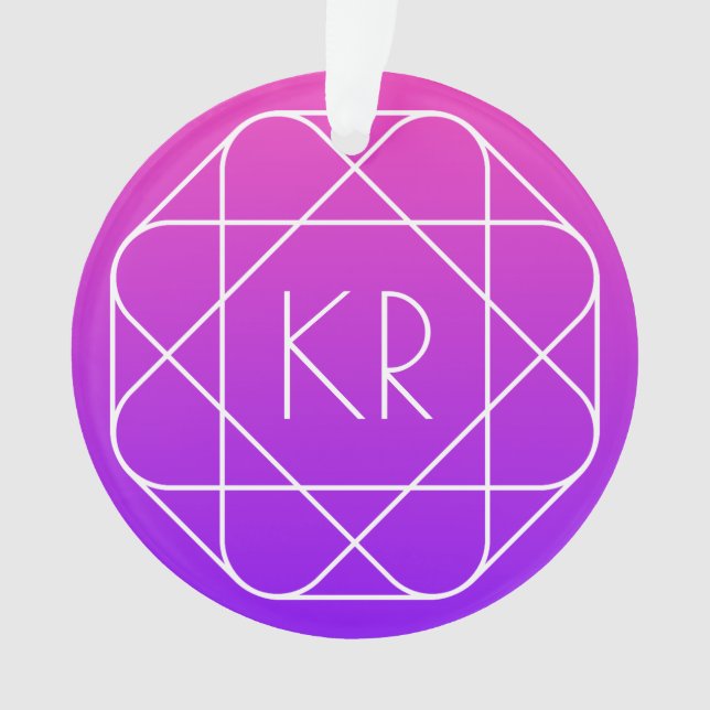 Monogramme géométrique cool | Magenta Violet Pourp (devant)