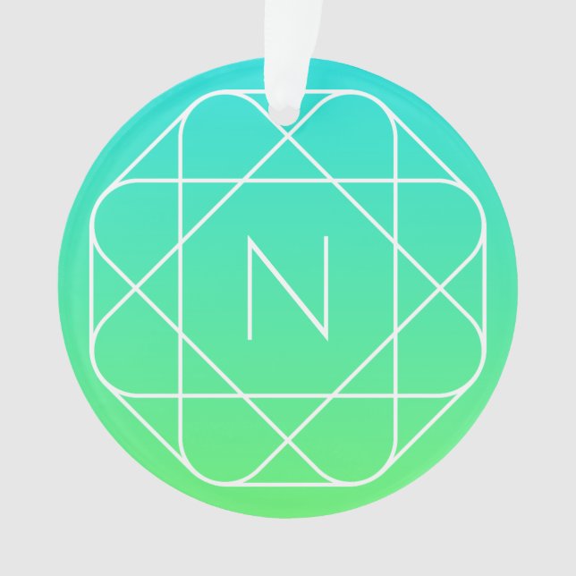 Monogramme géométrique cool | Ombre Vert bleu et c (devant)