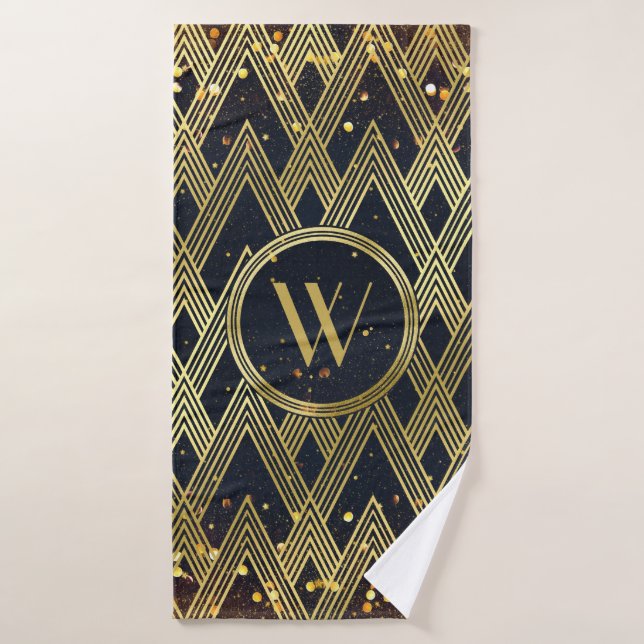 Monogramme géométrique de motif de parties (Serviette de bain)