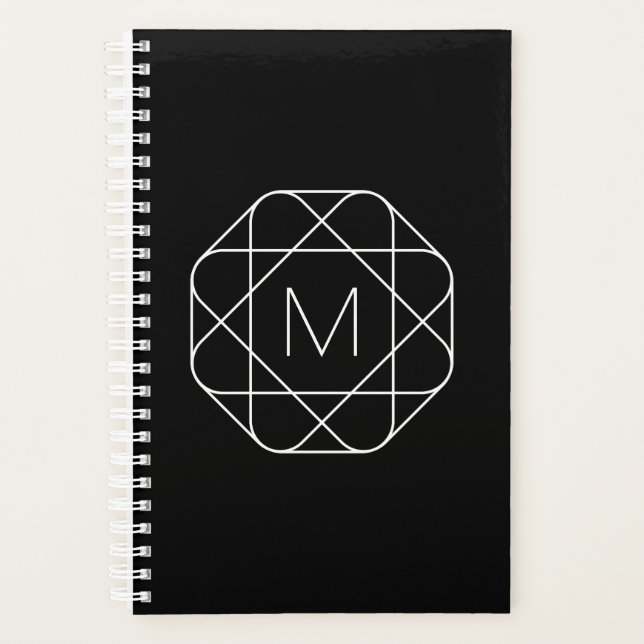 Monogramme géométrique noir et blanc (Devant)