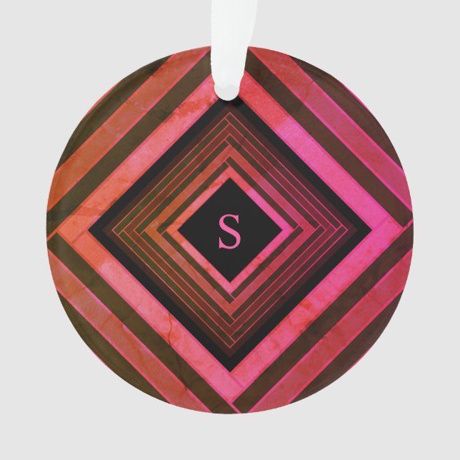 Monogramme géométrique rose rustique moderne (devant)