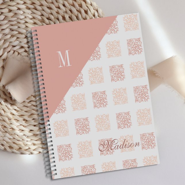 Monogramme géométrique tendance rose tendre (Créateur téléchargé)