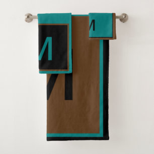 Monogramme géométrique Turquoise noir Brown