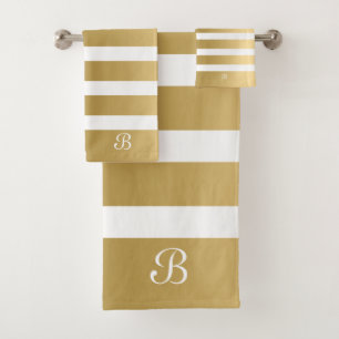 Monogramme Gold & White Stripes
