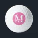 Monogramme gras minimal avec nom | Les balles de g<br><div class="desc">Un monogramme rose unique mais minimal golfball avec votre lettre et nom monogramme unique.</div>