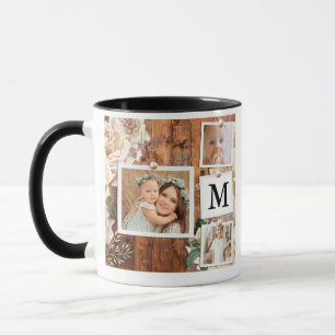 Monogramme Grille Photo Collage Café Mug