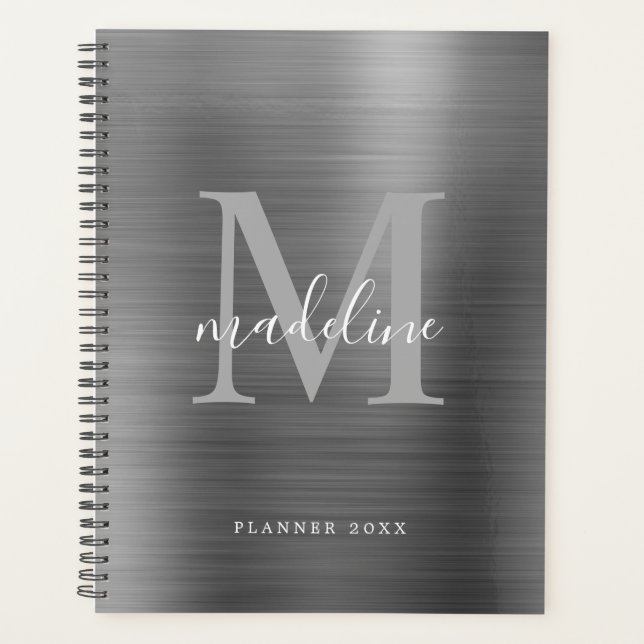 Monogramme gris argenté simple et moderne (Devant)