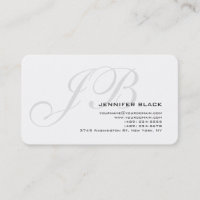 Monogramme gris blanc arrondi Carte de visite