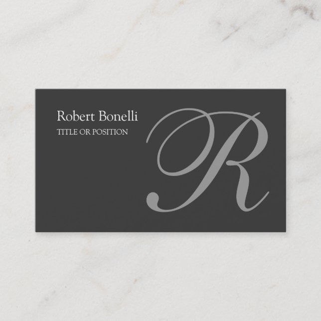 Monogramme gris Carte de visite chic (Devant)