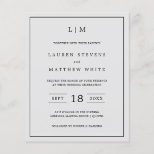 Monogramme gris clair simple - Invitation à un mar