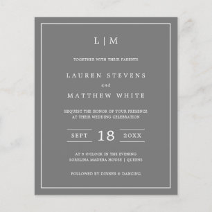 Monogramme gris foncé simple - Invitation au maria