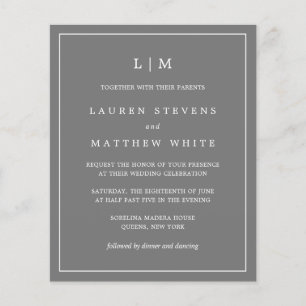 Monogramme gris foncé simple - Invitation au maria
