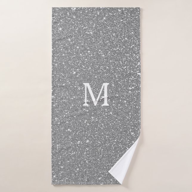 Monogramme Gris Gris Nom Personnalisé Initiale Spa (Serviette de bain)