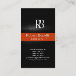 Monogramme gris moderne Carte de visite en bande o