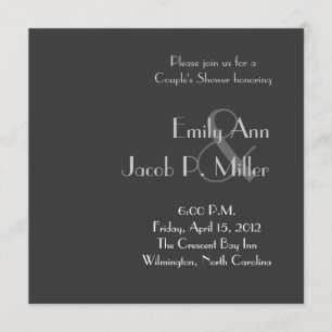 Monogramme gris moderne Invitations de douches par
