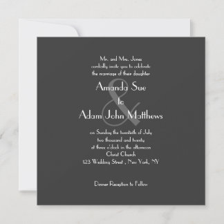 Monogramme gris moderne Invitations de mariage