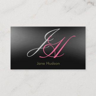 Monogramme gris noir Carte de visite simple