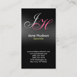 Monogramme gris noir Carte de visite simple