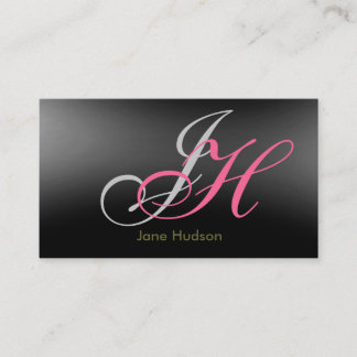 Monogramme gris noir Carte de visite simple