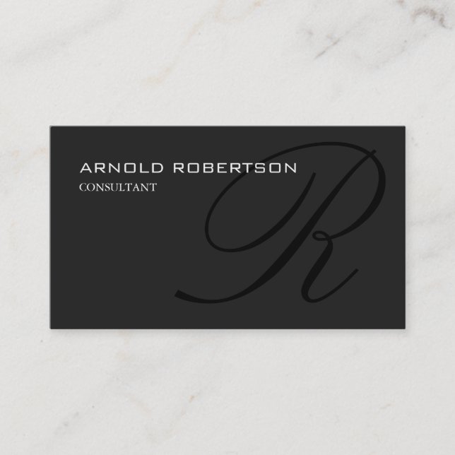 Monogramme Gris Noir Consultant Carte de visite (Devant)