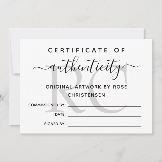 Monogramme gris plus grand certificat d'authentici (Devant)