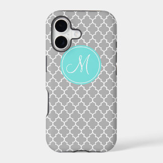 Monogramme Gris Quatrefoil Motif iPhone 5/5s Coque