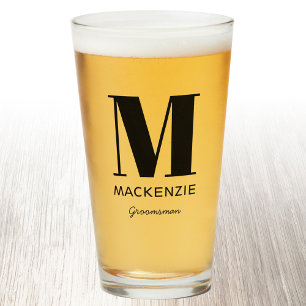 Monogramme Groomsman Nom Verre