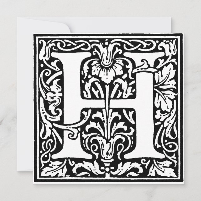 Monogramme H Modèle floral noir et blanc initial (Devant)