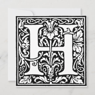 Monogramme H Modèle floral noir et blanc initial