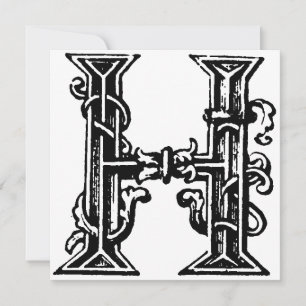 Monogramme H Modèle floral noir et blanc initial