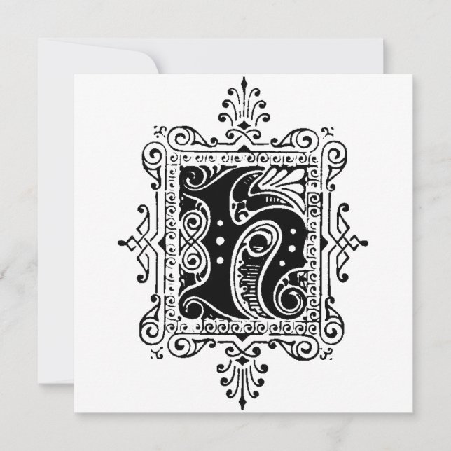 Monogramme H Modèle floral noir et blanc initial (Devant)