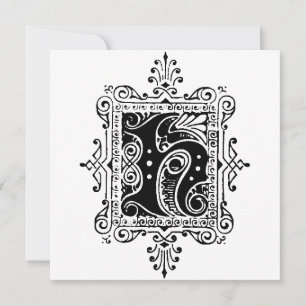 Monogramme H Modèle floral noir et blanc initial
