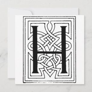 Monogramme H Motif gothique noir et blanc initial