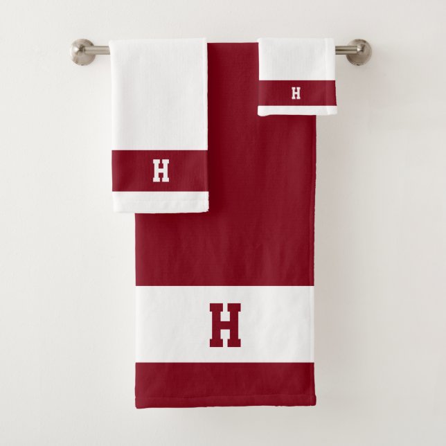 Monogramme H sur fond cramoisi et blanc (En situation)
