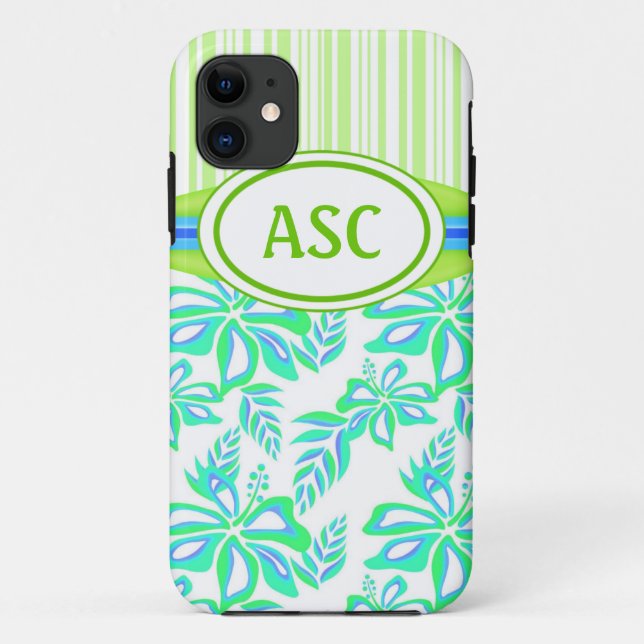 Monogramme Hibiscus Flower iPhone 5 Coque (Dos)