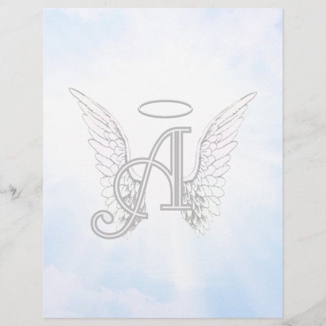 Monogramme initial A, ailes angéliques et halo ave (Devant)