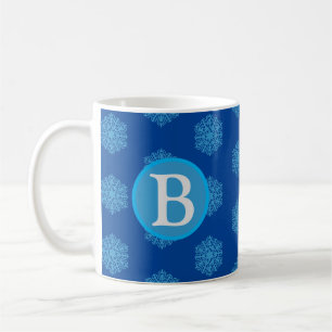 Monogramme initial "B" Bleu Snowflakes Mug café